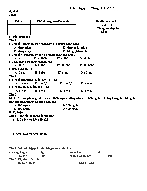 Đề kiểm tra học kỳ 1 môn Toán Lớp 5 - Năm học 2015-2016